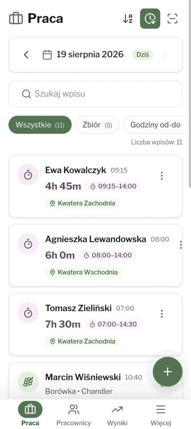 Harvest registration screen in the Harvest Wisely app